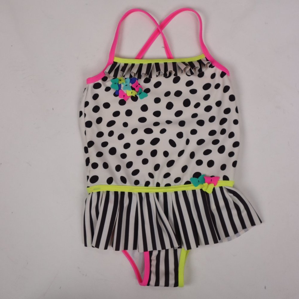 Deux Par Deux One Piece Swimsuit Butterfly Neon Summer Beach Skirt Girl